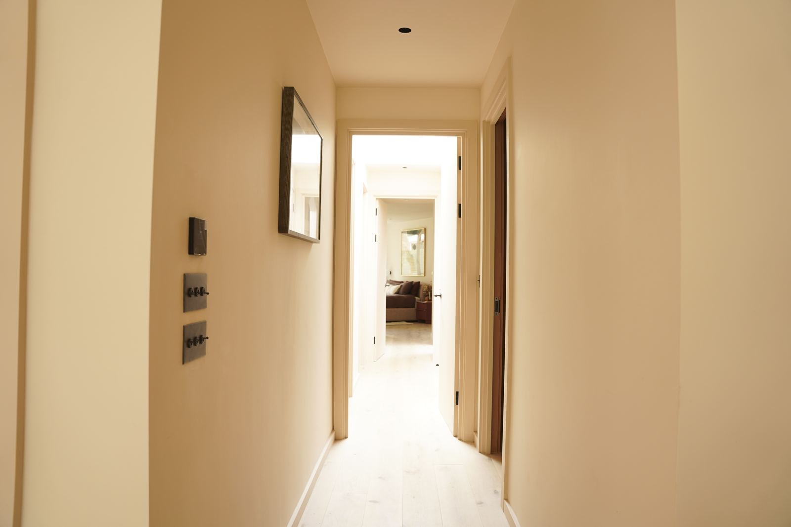 Long freshly painted hallway